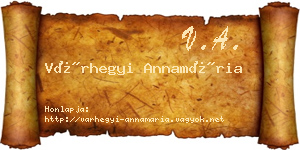 Várhegyi Annamária névjegykártya