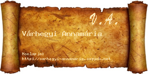 Várhegyi Annamária névjegykártya